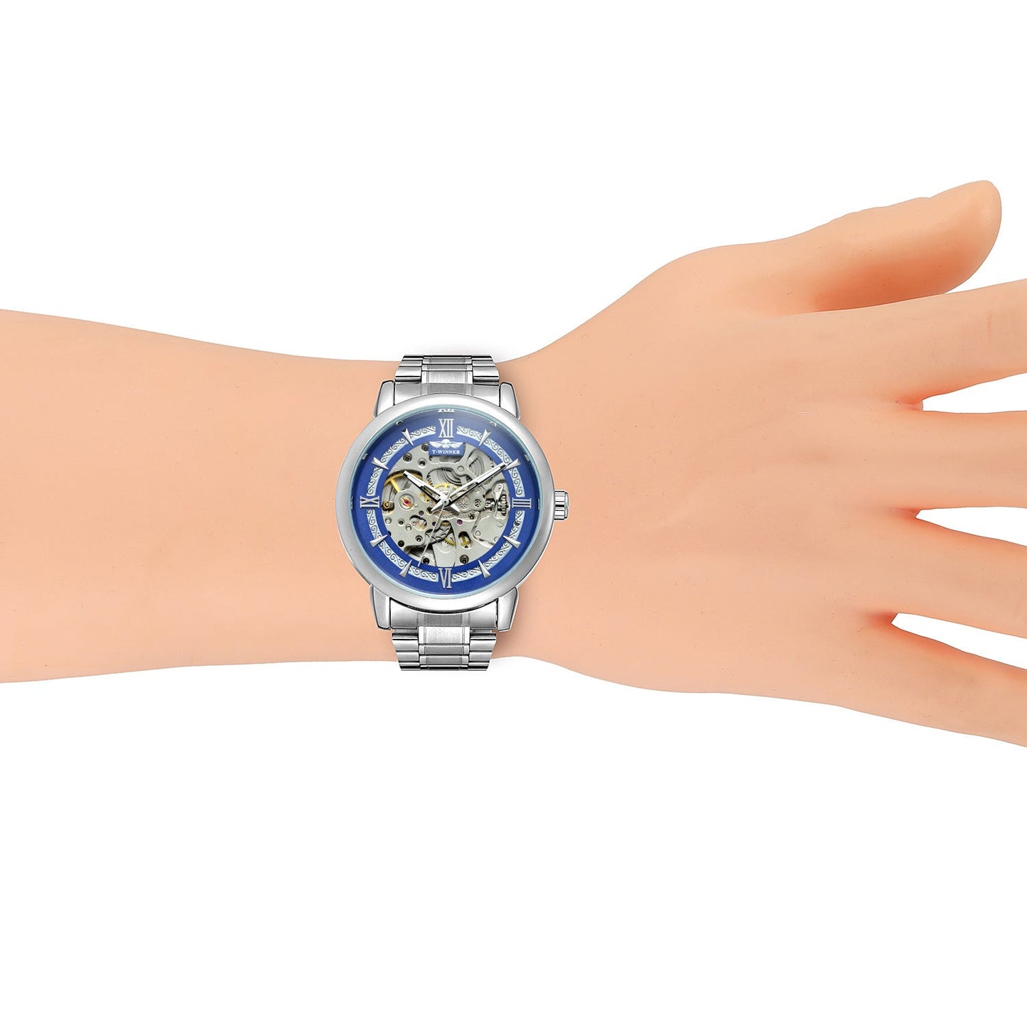 T-WINNER Automatic Mechanical Watch for Men – Luminous Stainless Steel Timepiece