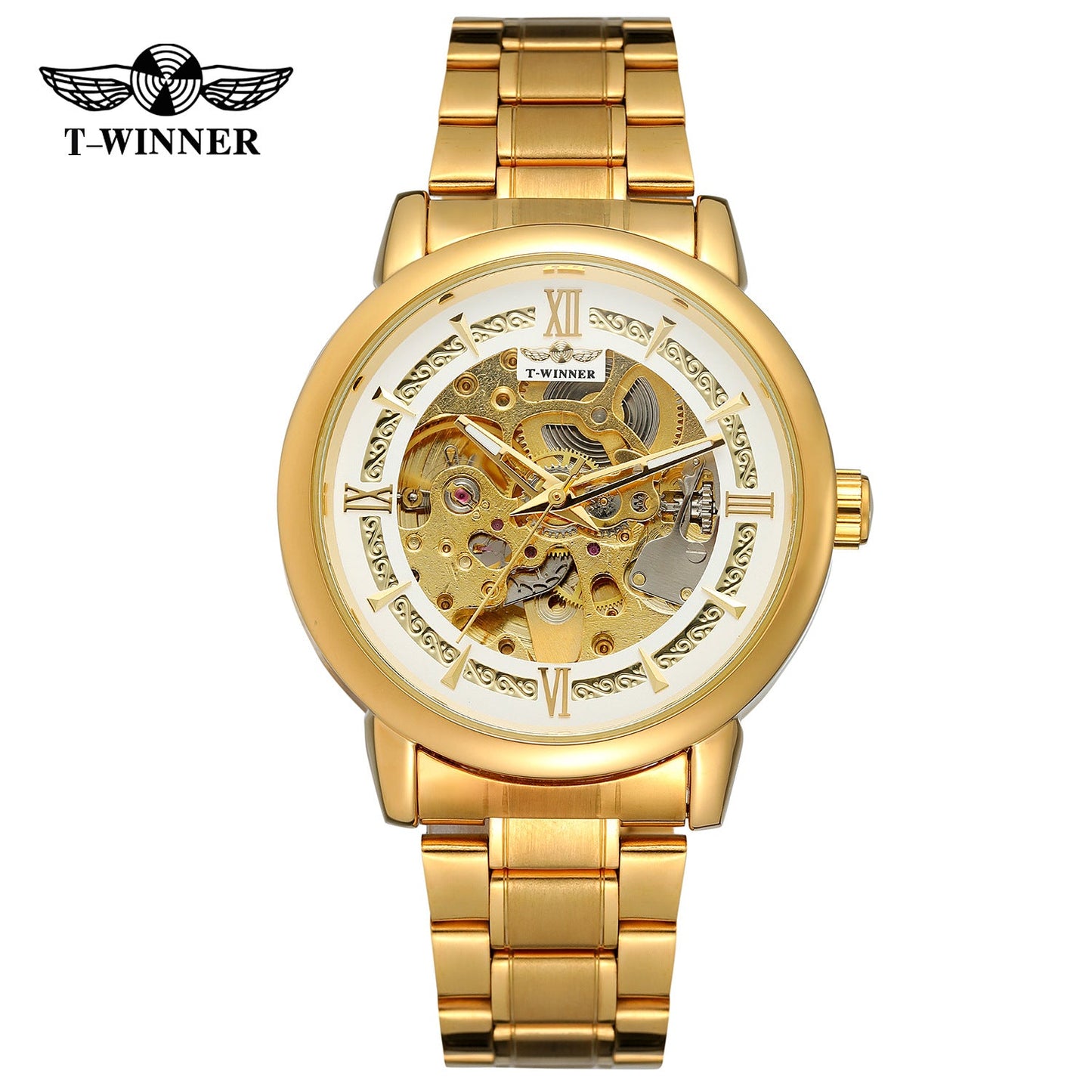 T-WINNER Automatic Mechanical Watch for Men – Luminous Stainless Steel Timepiece