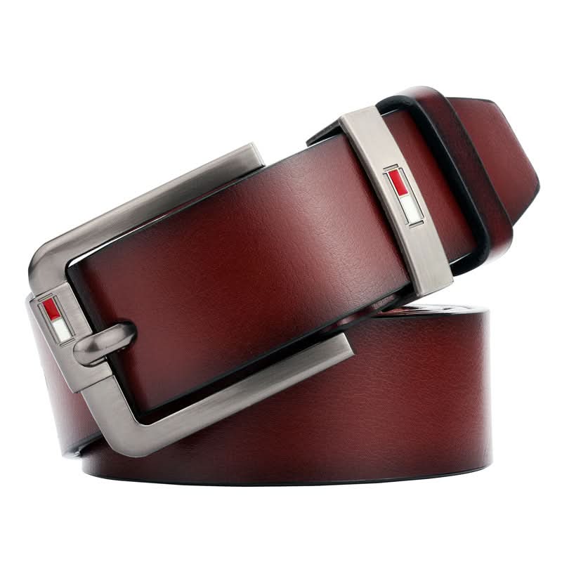 Retro Pin Buckle Leather Belt for Men – D-Shape Alloy Buckle Belt