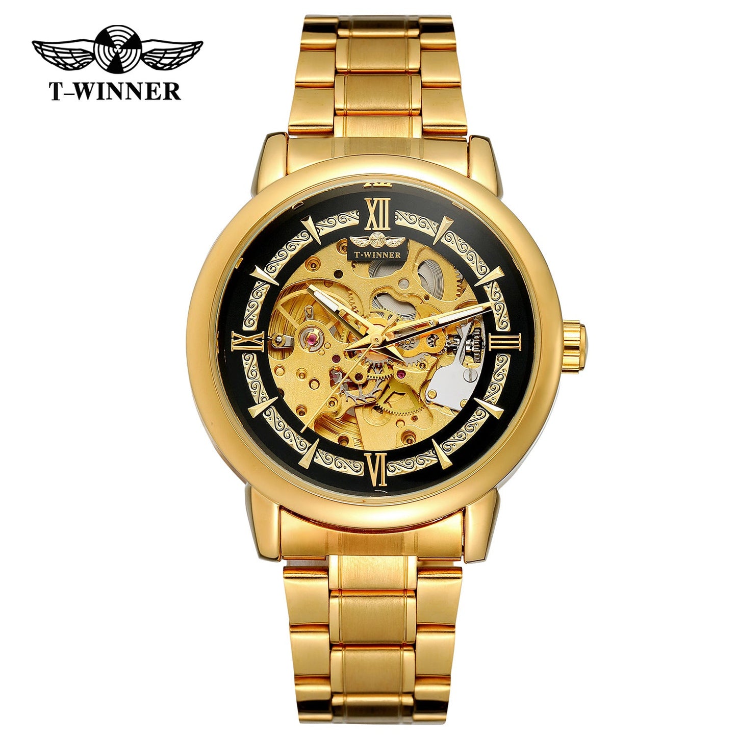 T-WINNER Automatic Mechanical Watch for Men – Luminous Stainless Steel Timepiece