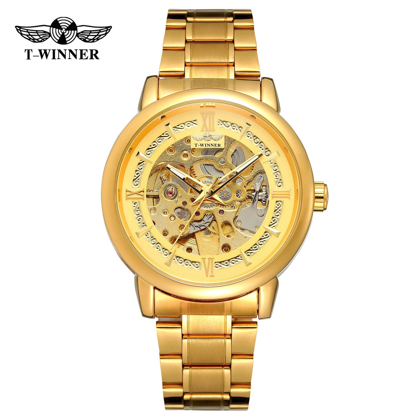 T-WINNER Automatic Mechanical Watch for Men – Luminous Stainless Steel Timepiece