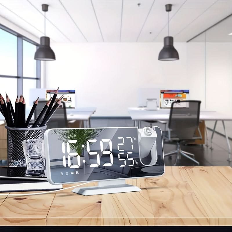 Smart Digital Alarm Clock – LED Display, FM Radio, Projection