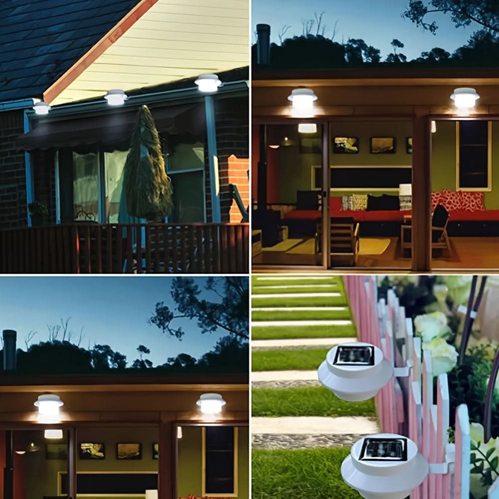 Pack of 4 Solar LED Gutter Lights for Outdoor Decoration-Warm Light
