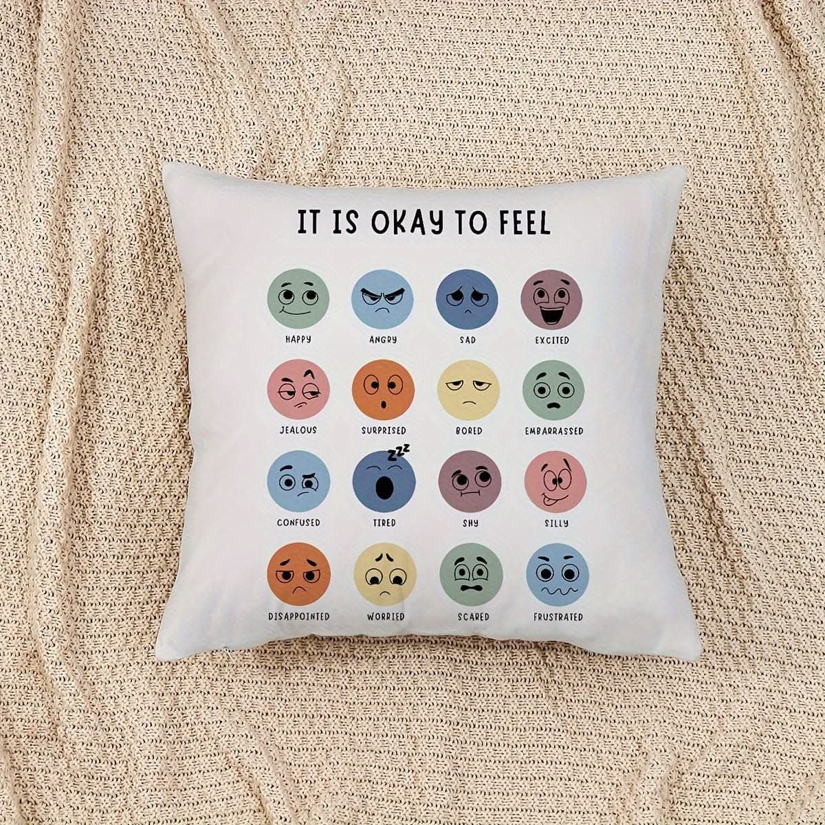 Mental Health Throw Pillow Cover - Double-Sided Print for Counseling Offices