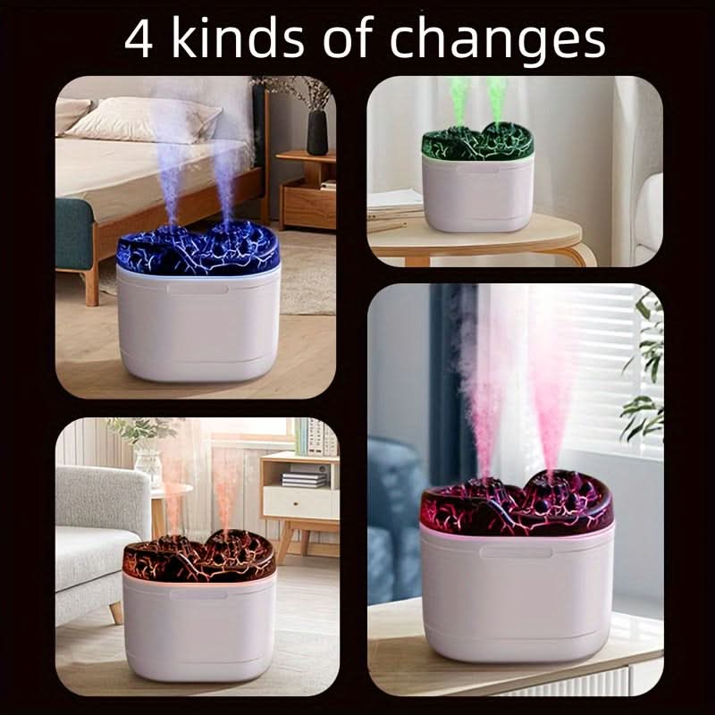 Volcano USB Humidifier & Aromatherapy Diffuser – LED Nightlight, Double Spray