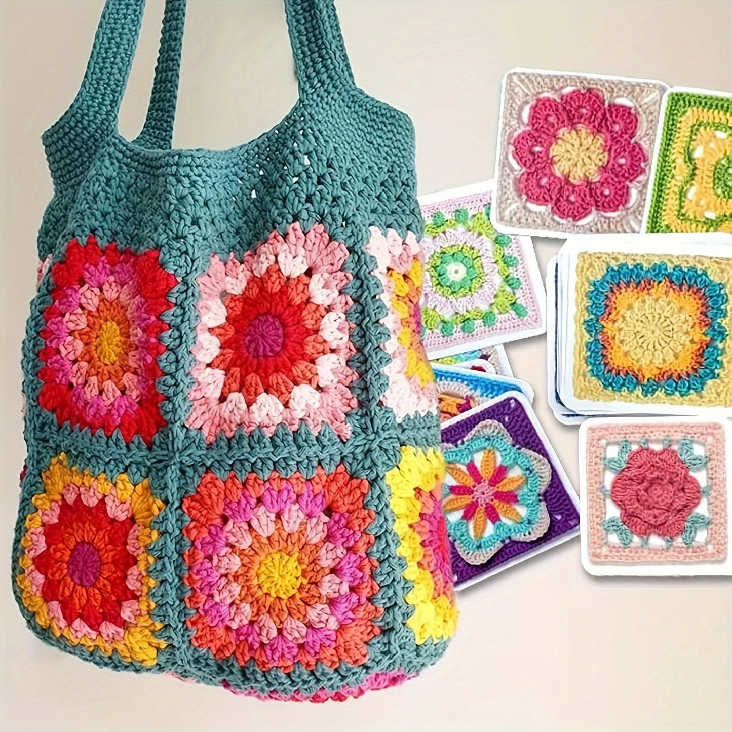 Granny Square Crochet Card Deck – 50 DIY Yarn Template Patterns for Beginners