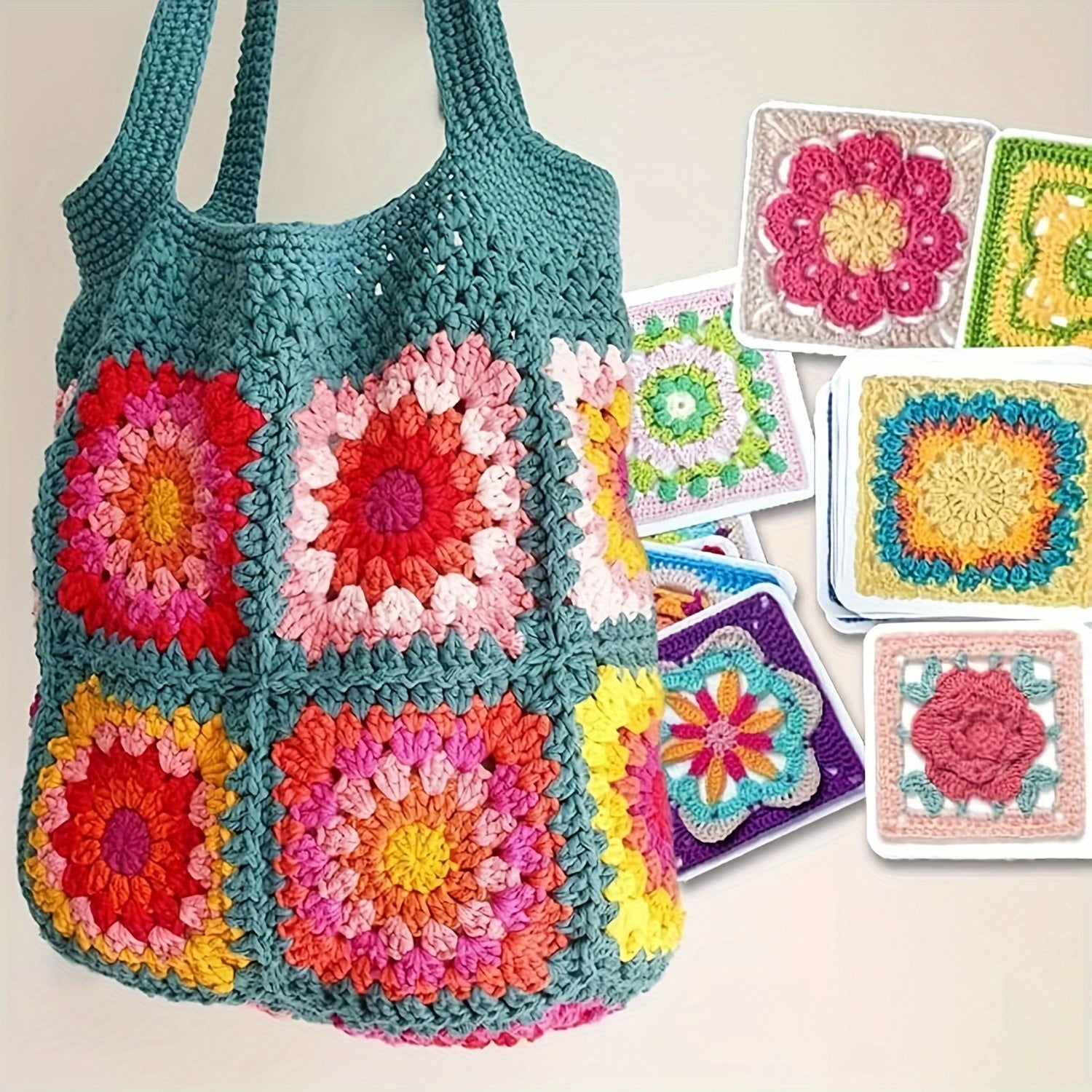 Granny Square Crochet Card Deck – 50 DIY Yarn Template Patterns for Beginners