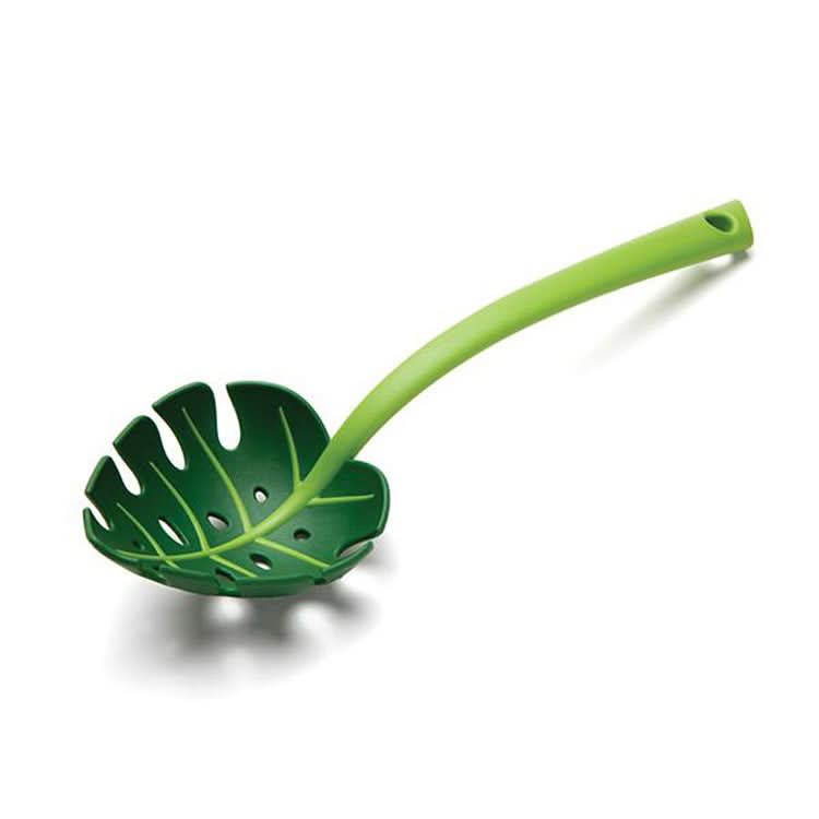 2-Pack Green Leaf Colander Cooking Spoon