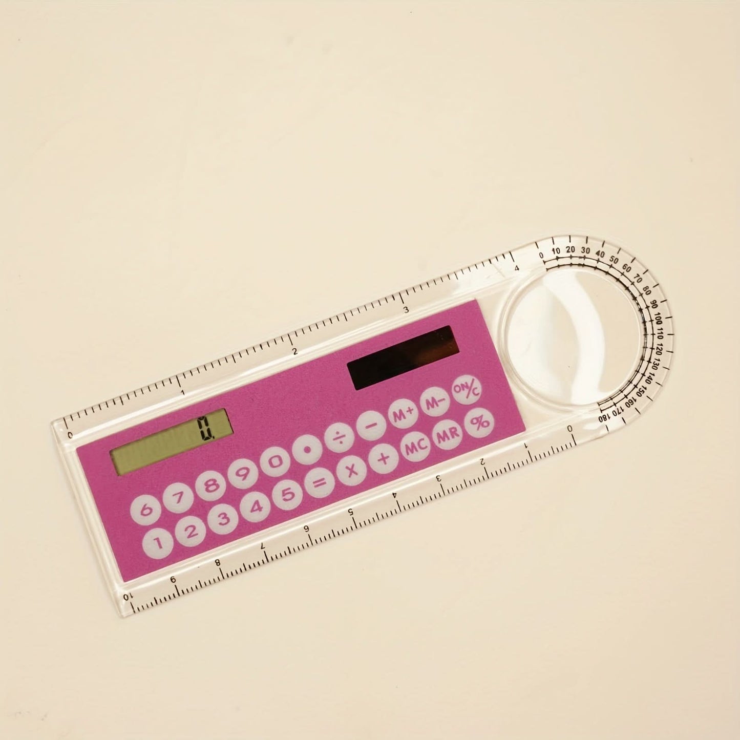 Mini 4-In-1 Solar-Powered Calculator with Ruler - LED Display