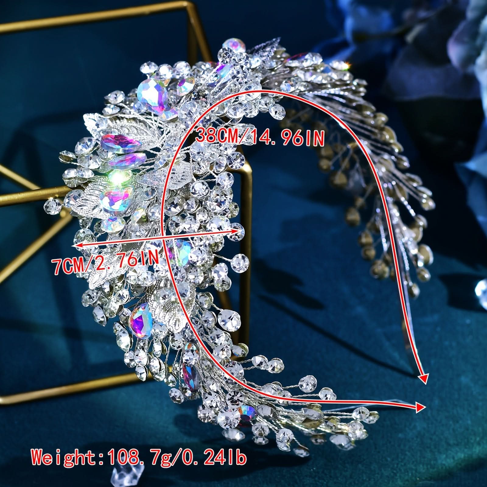 Vintage Rhinestone Wide Brimmed Headband for Women