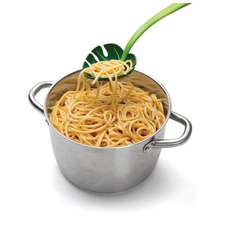 2-Pack Green Leaf Colander Cooking Spoon