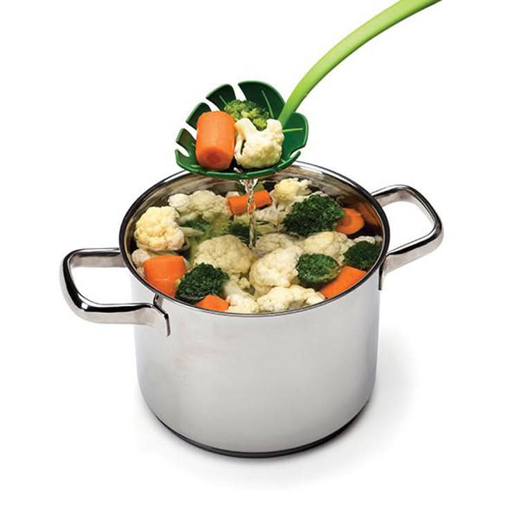 2-Pack Green Leaf Colander Cooking Spoon