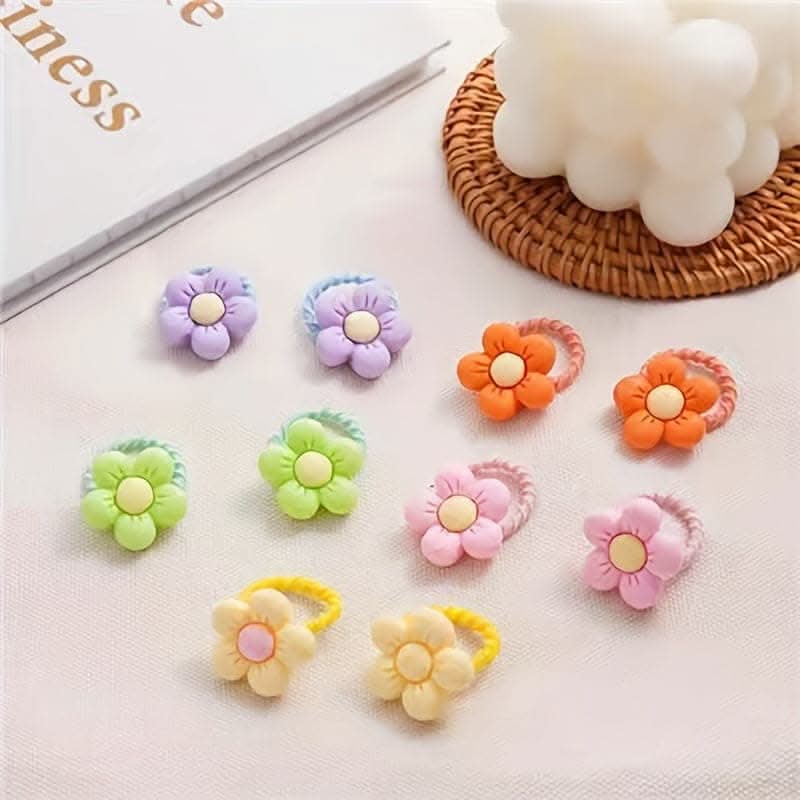 10pcs Cute Flower Decorative Hair Band Hair Accessories, Girls Christmas Gift