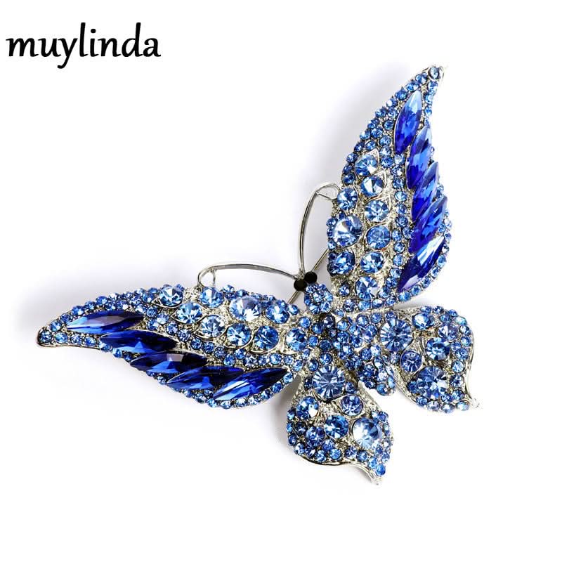 Vintage Crystal Butterfly Brooch – Elegant Rhinestone Pin for Coats & Dresses