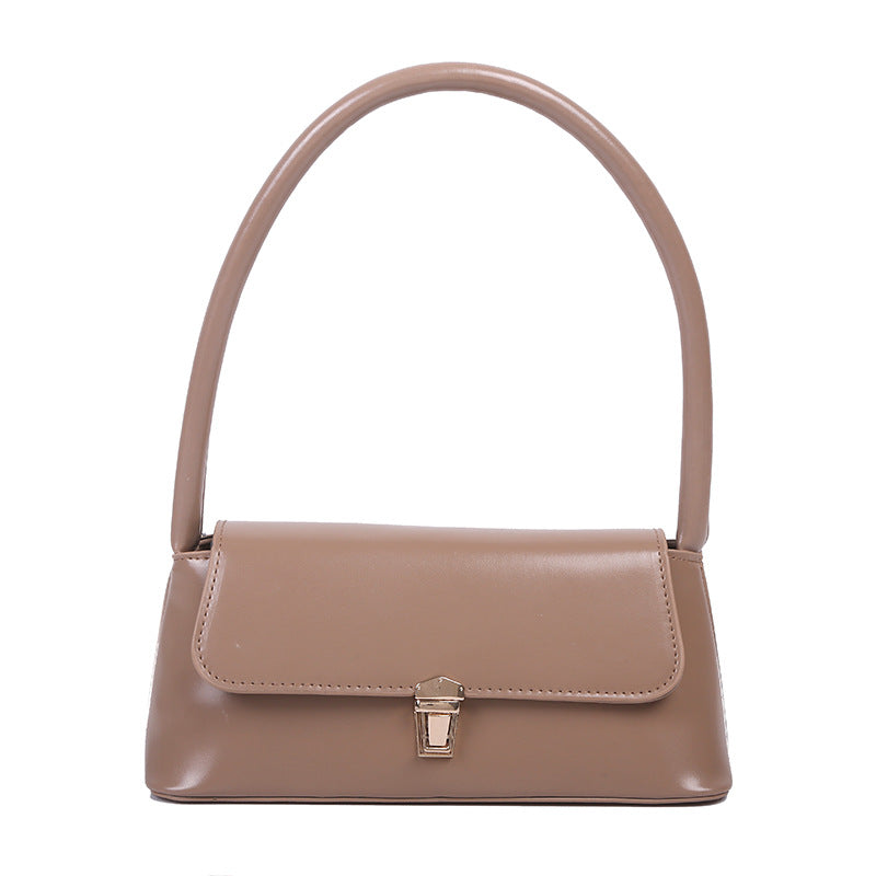 Retro Baguette Shoulder Bag for Women – Small PU Underarm Handbag with Bullet Lock