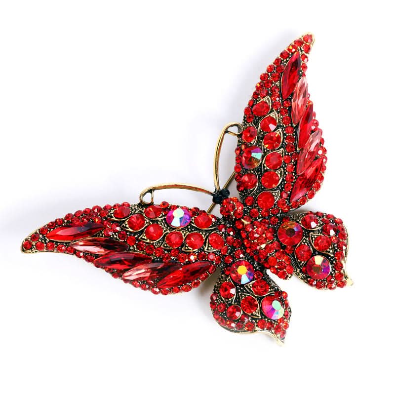 Vintage Crystal Butterfly Brooch – Elegant Rhinestone Pin for Coats & Dresses
