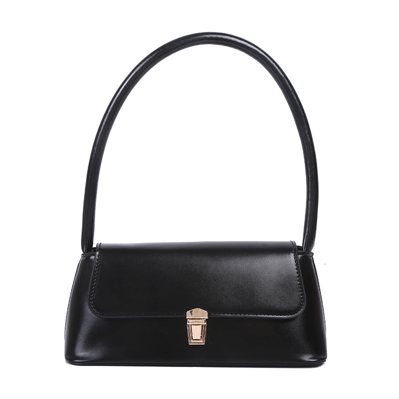 Retro Baguette Shoulder Bag for Women – Small PU Underarm Handbag with Bullet Lock