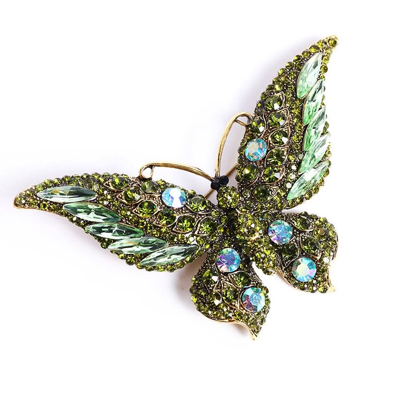Vintage Crystal Butterfly Brooch – Elegant Rhinestone Pin for Coats & Dresses