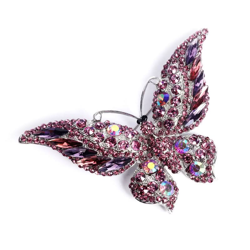 Vintage Crystal Butterfly Brooch – Elegant Rhinestone Pin for Coats & Dresses