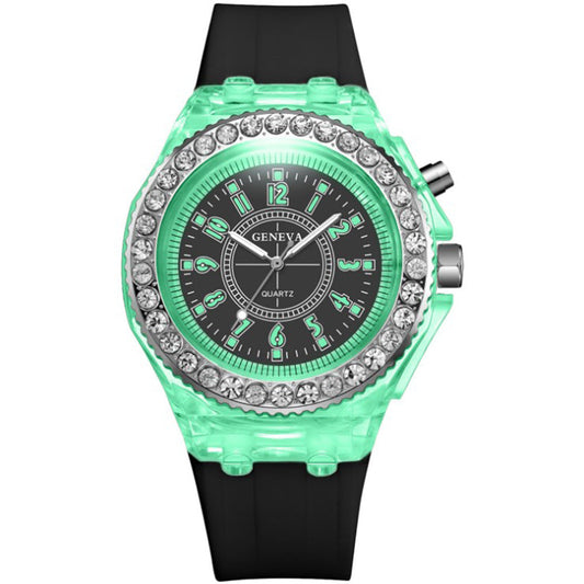 Geneva Luminous Diamond Watch (Black)