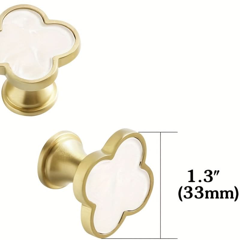 6-Pack Clover Brushed Brass Knobs – Stylish Metal Pull Handles