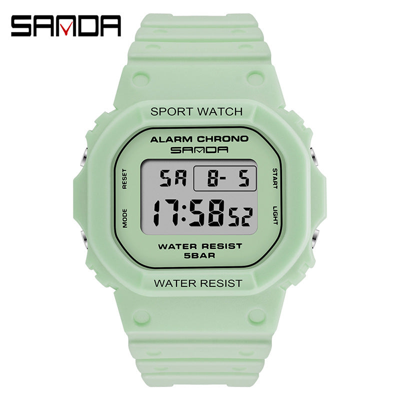 Sanda Unisex Square Digital Sports Watch – Waterproof, Luminous Electronic Watch