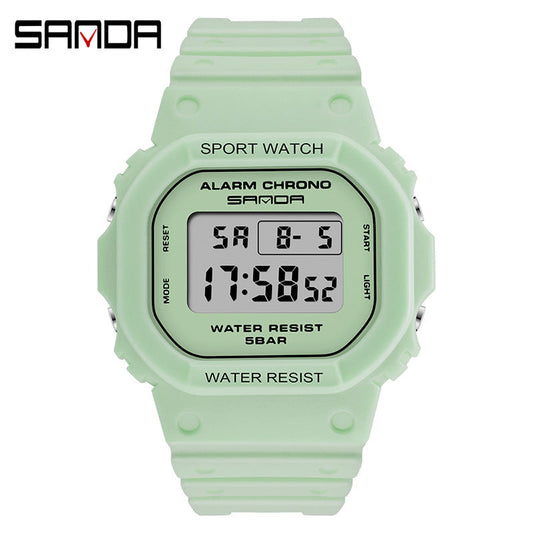 Sanda Unisex Square Digital Sports Watch – Waterproof, Luminous Electronic Watch