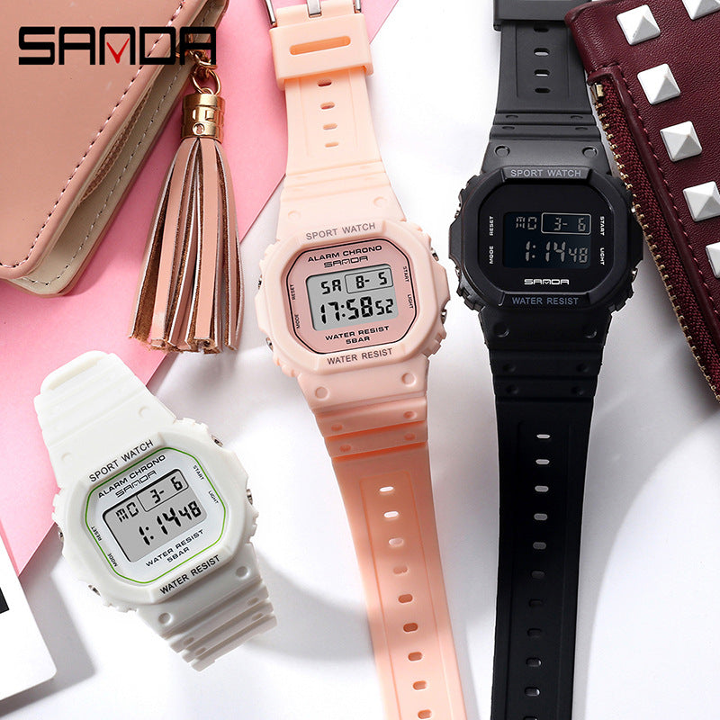 Sanda Unisex Square Digital Sports Watch – Waterproof, Luminous Electronic Watch