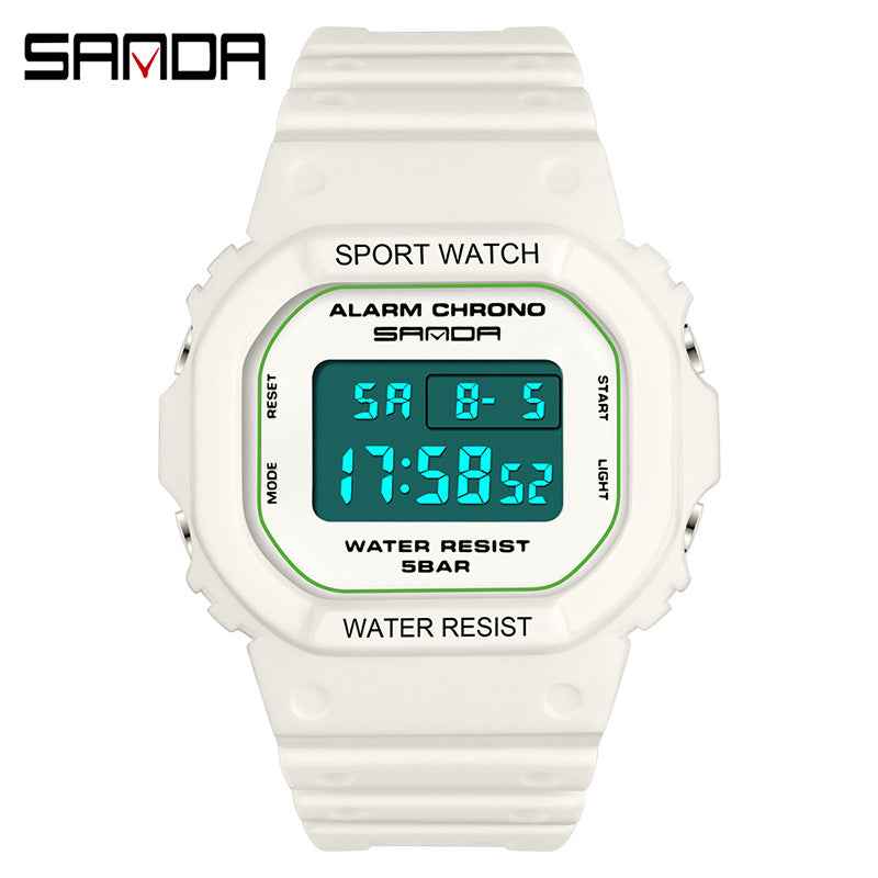Sanda Unisex Square Digital Sports Watch – Waterproof, Luminous Electronic Watch