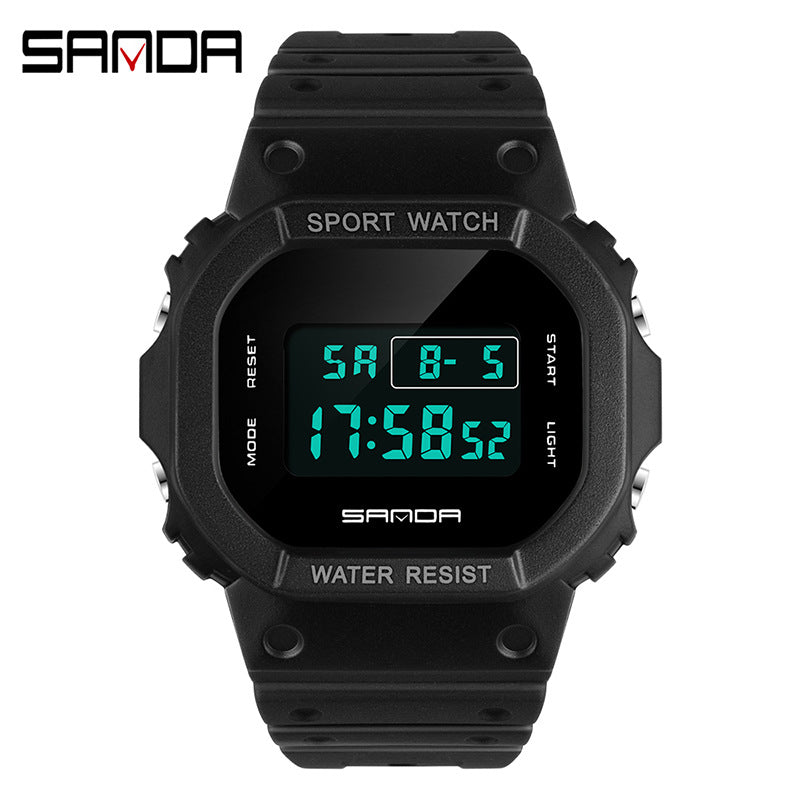 Sanda Unisex Square Digital Sports Watch – Waterproof, Luminous Electronic Watch