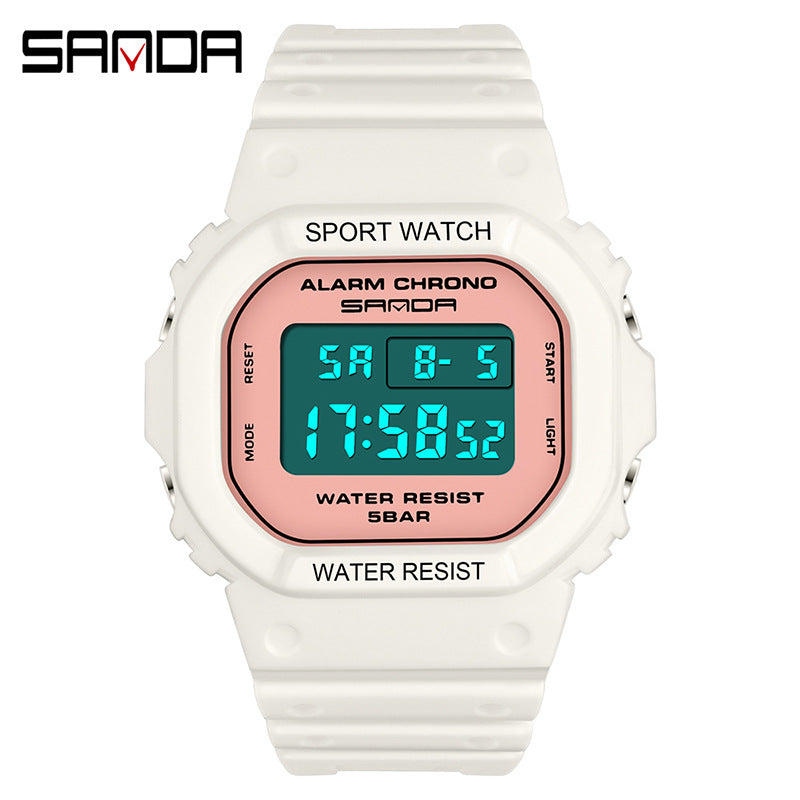 Sanda Unisex Square Digital Sports Watch – Waterproof, Luminous Electronic Watch