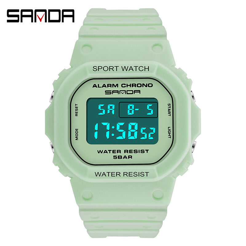 Sanda Unisex Square Digital Sports Watch – Waterproof, Luminous Electronic Watch