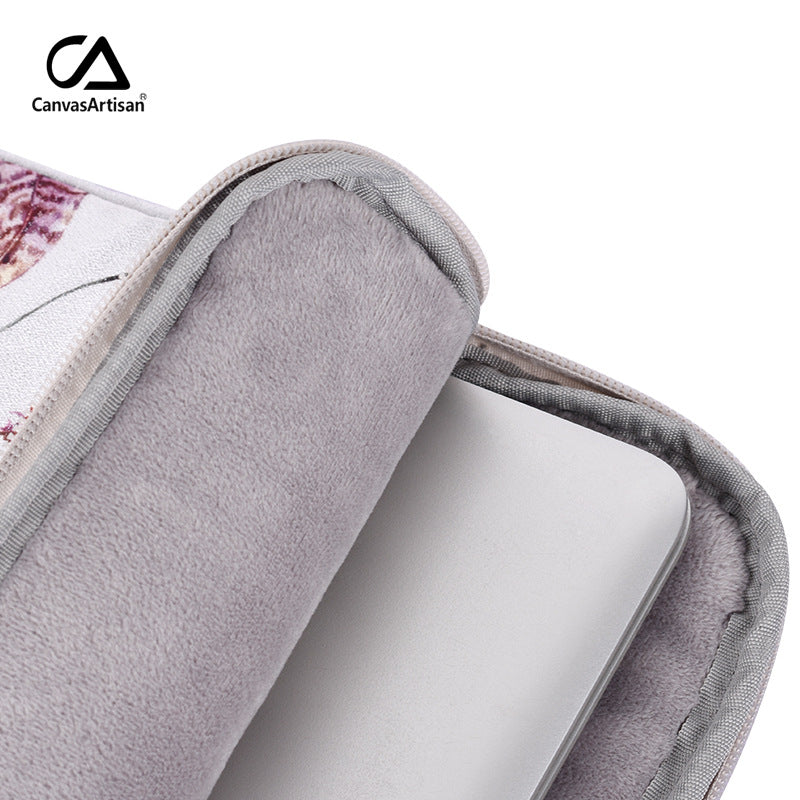 Feather Floral Laptop Sleeve – Shock-Resistant Polyester Case for MacBook & More