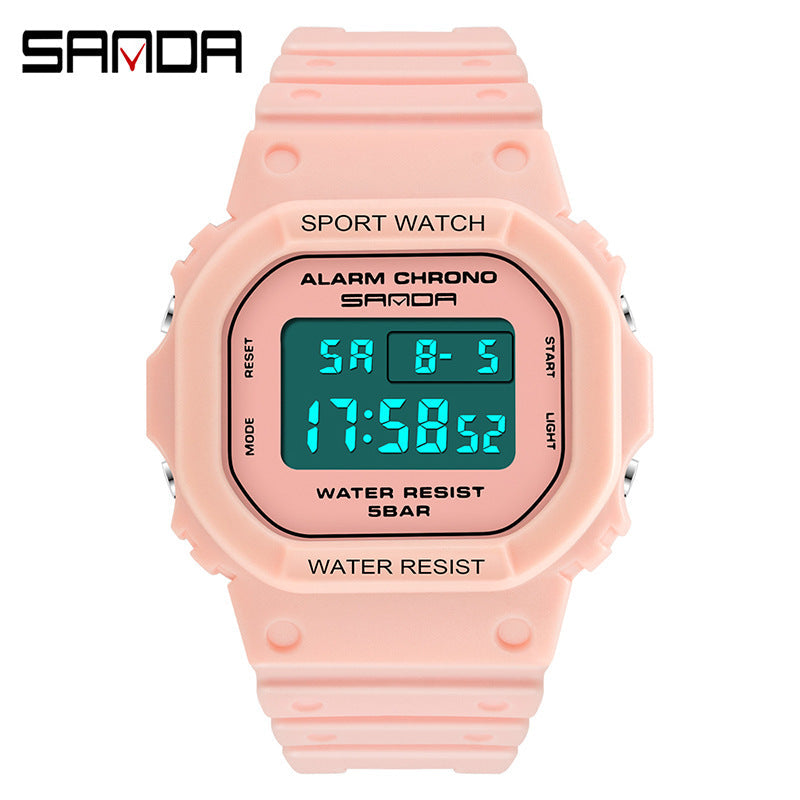 Sanda Unisex Square Digital Sports Watch – Waterproof, Luminous Electronic Watch