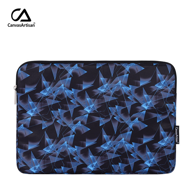 Blue Geometric Laptop Sleeve – Waterproof & Shock-Resistant Polyester Case for 11–15 Inch Devices