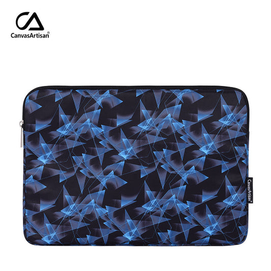 Blue Geometric Laptop Sleeve – Waterproof & Shock-Resistant Polyester Case for 11–15 Inch Devices