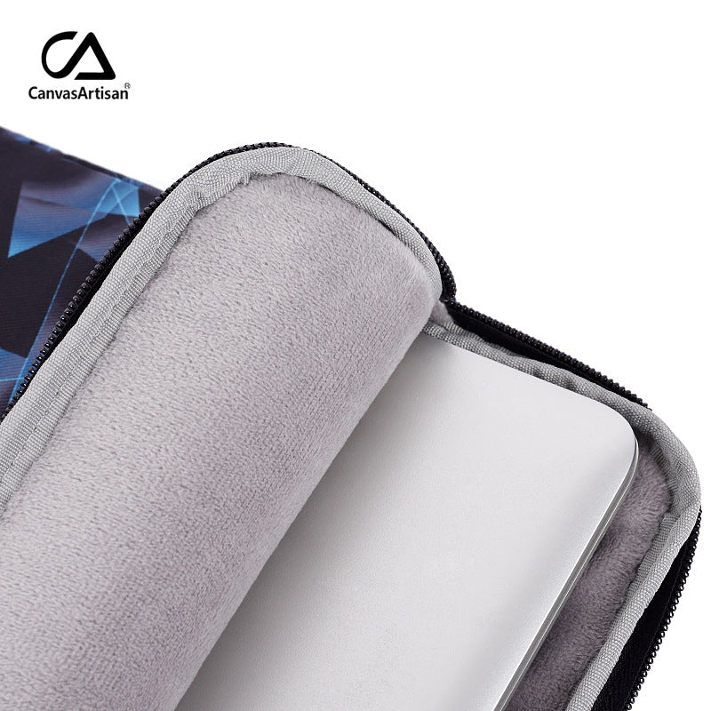 Blue Geometric Laptop Sleeve – Waterproof & Shock-Resistant Polyester Case for 11–15 Inch Devices