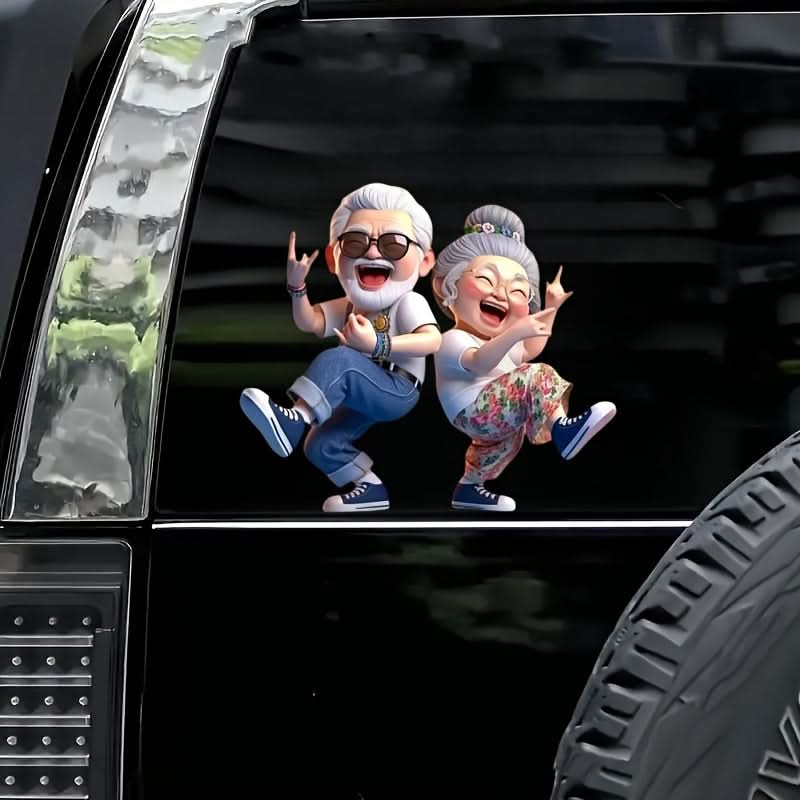 Dancing Senior Couple Car Waterproof Sticker for Bumper, Wall, Laptop & More