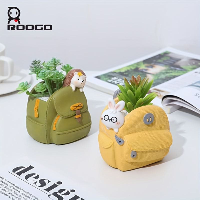Whimsical Resin Succulent Planter – Creative Backpack Design