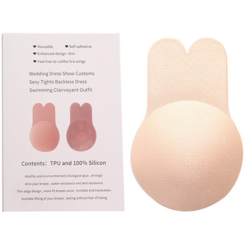Cross-border exclusive silicone breast patch invisible bra invisible underwear rabbit ears invisible silicone breast patch anti-sagging