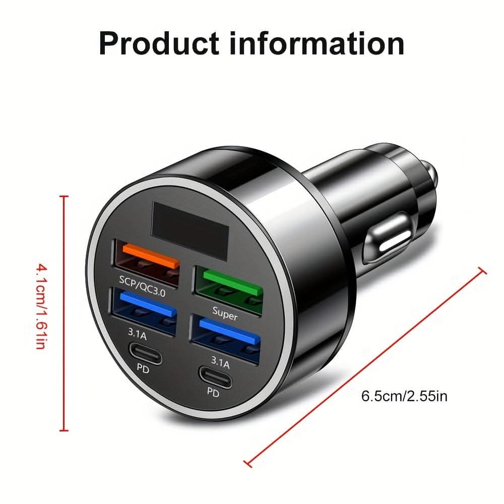 XJDR Multi-Port Car Charger: Fast USB & PD