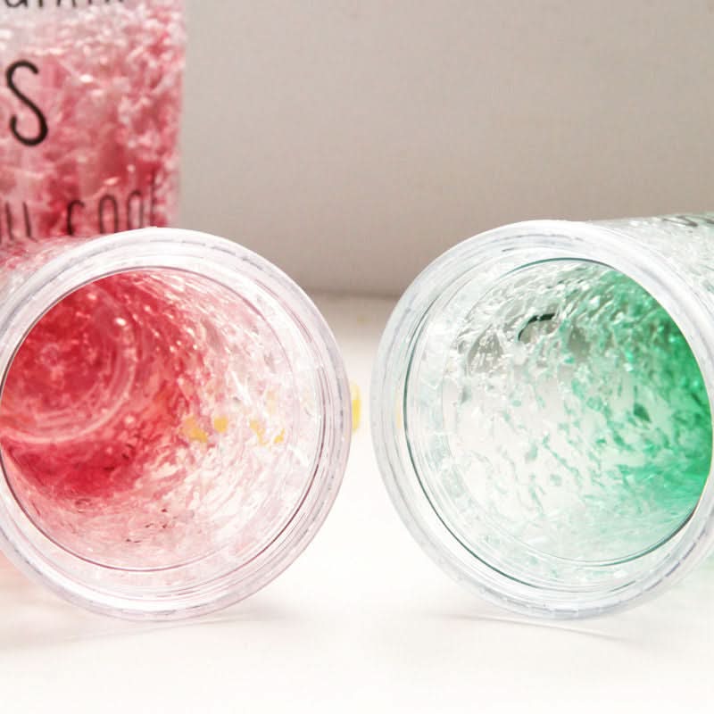 Double-Layer Plastic Tumbler with Straw