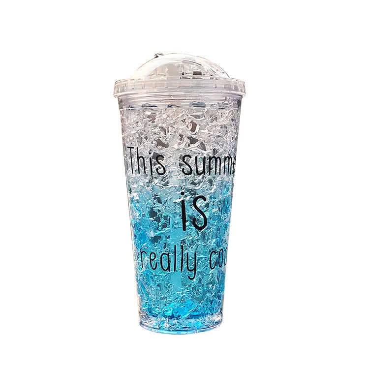 Double-Layer Plastic Tumbler with Straw