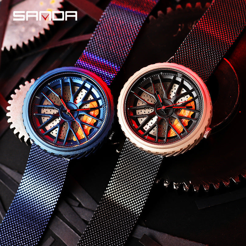 Sanda Men's Quartz Watch – Mesh Strap, Waterproof Casual Business Timepiece
