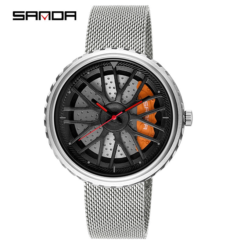 Sanda Men's Quartz Watch – Mesh Strap, Waterproof Casual Business Timepiece