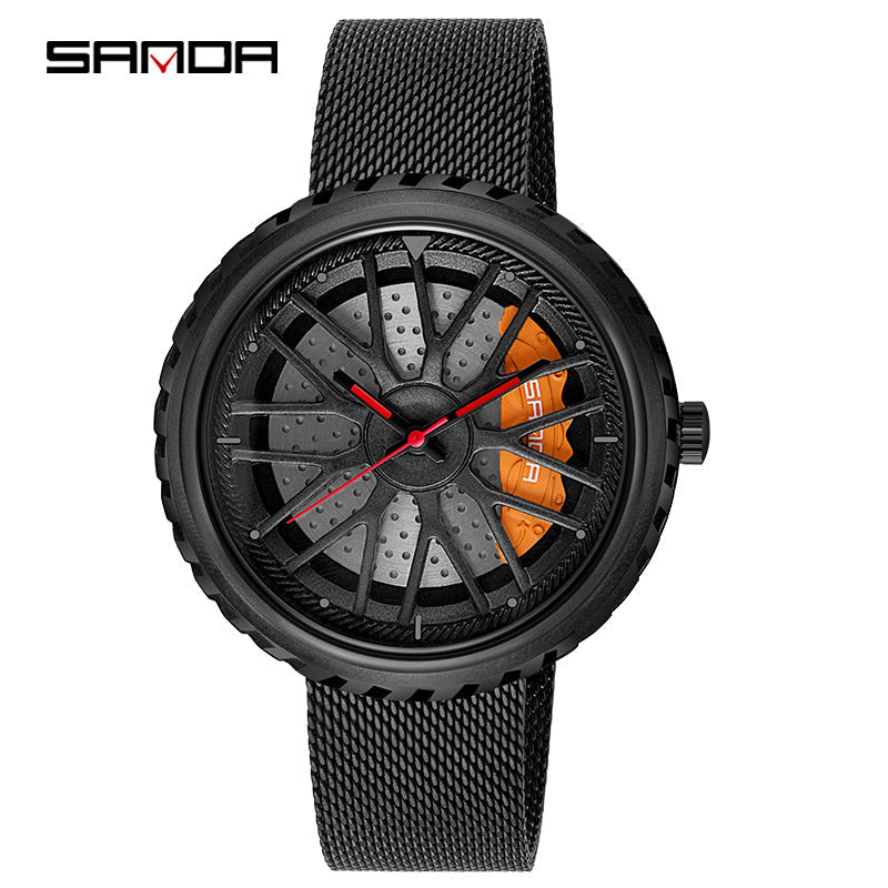 Sanda Men's Quartz Watch – Mesh Strap, Waterproof Casual Business Timepiece