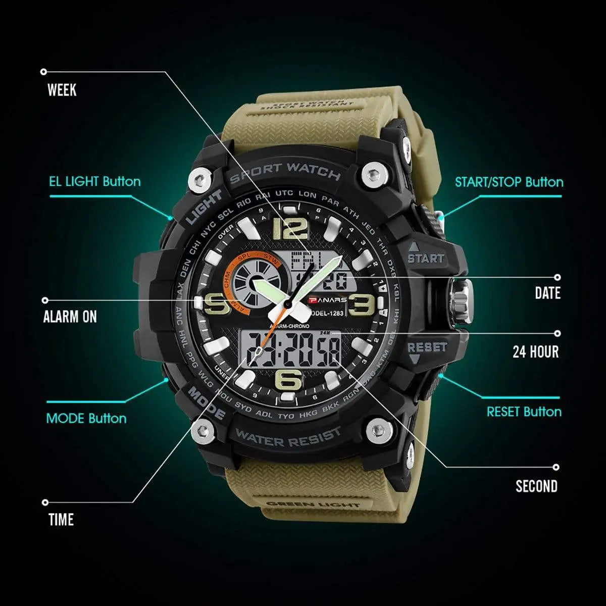 1283 Analog Digital Sports watch for Men Black