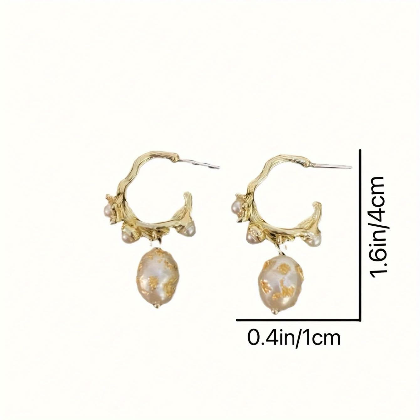 Vintage Gold Pearl Hoop Earrings – Elegant Style