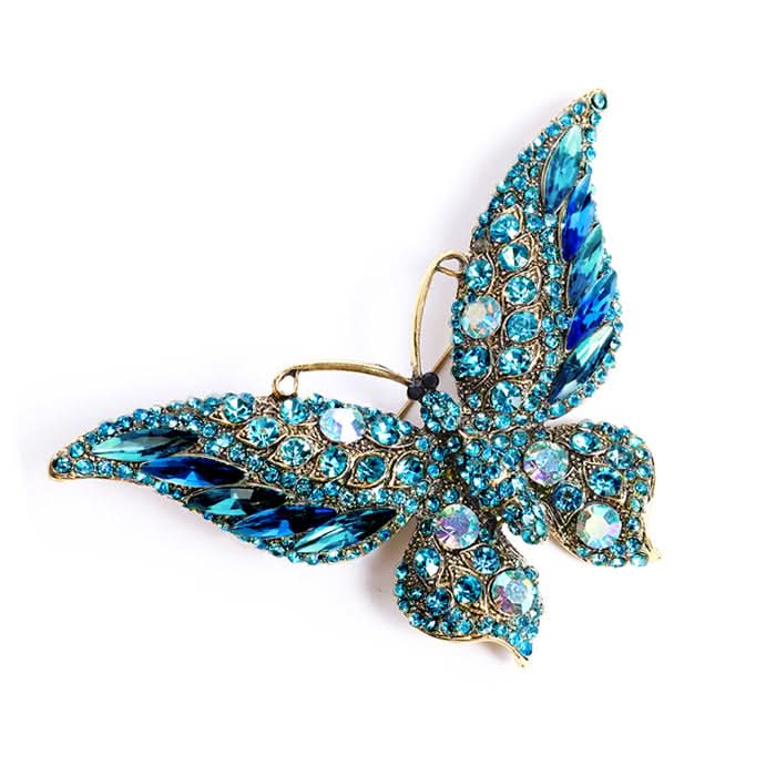 Vintage Crystal Butterfly Brooch – Elegant Rhinestone Pin for Coats & Dresses