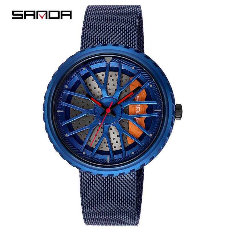 Sanda Men's Quartz Watch – Mesh Strap, Waterproof Casual Business Timepiece